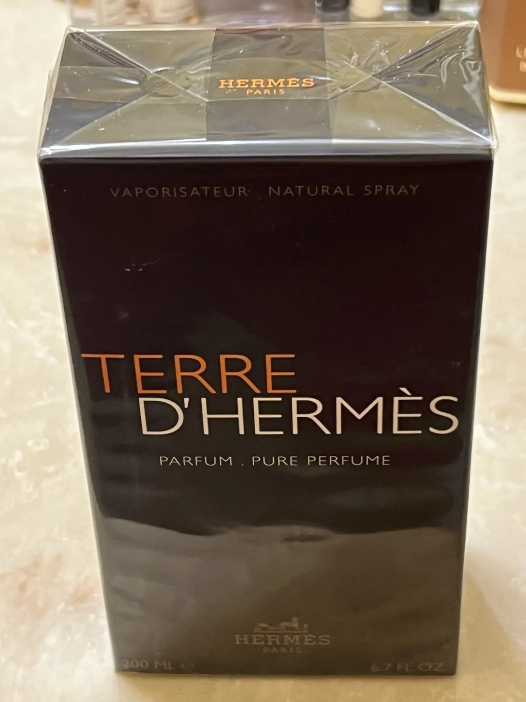 Sealed black Terre d'Hermès perfume box