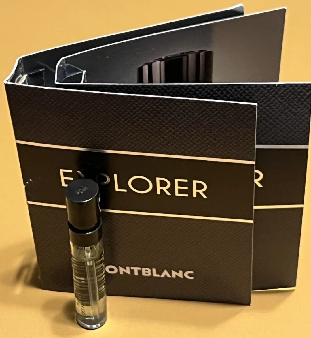 Montblanc Explorer perfume sample vial and booklets