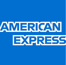 American Express logo on blue background